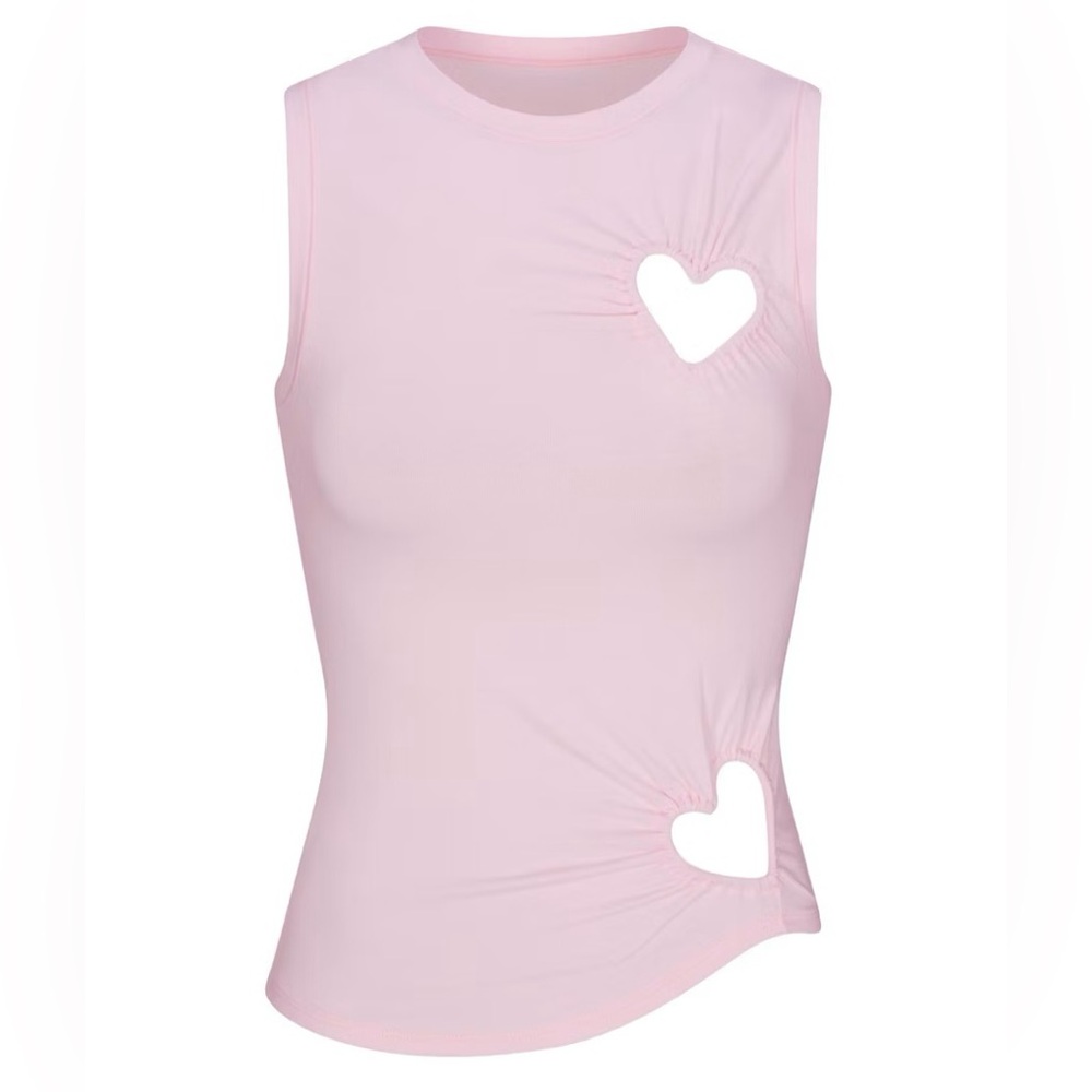 SKIMS Pink Heart Cutout Tank Top